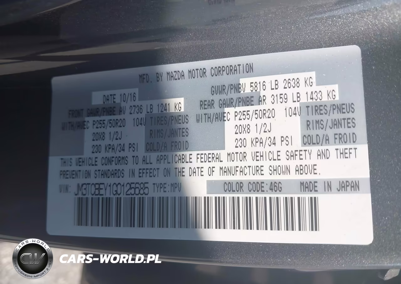 2016 Mazda Cx-9 Signature VIN:JM3TCBEY1G0125685 - 9