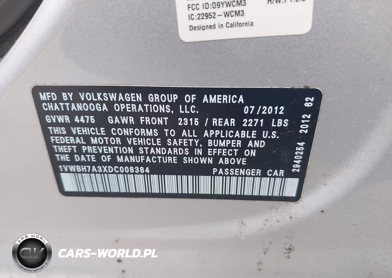 2013 Volkswagen Passat 2.5L Se VIN:1VWBH7A3XDC008384 - 9