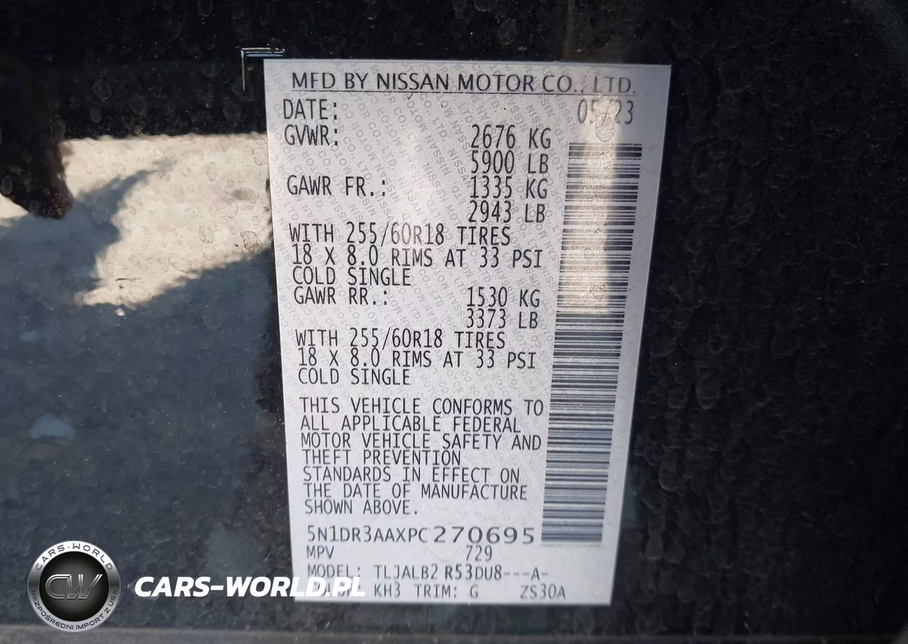 2023 Nissan Pathfinder S Fwd VIN:5N1DR3AAXPC270695 - 9