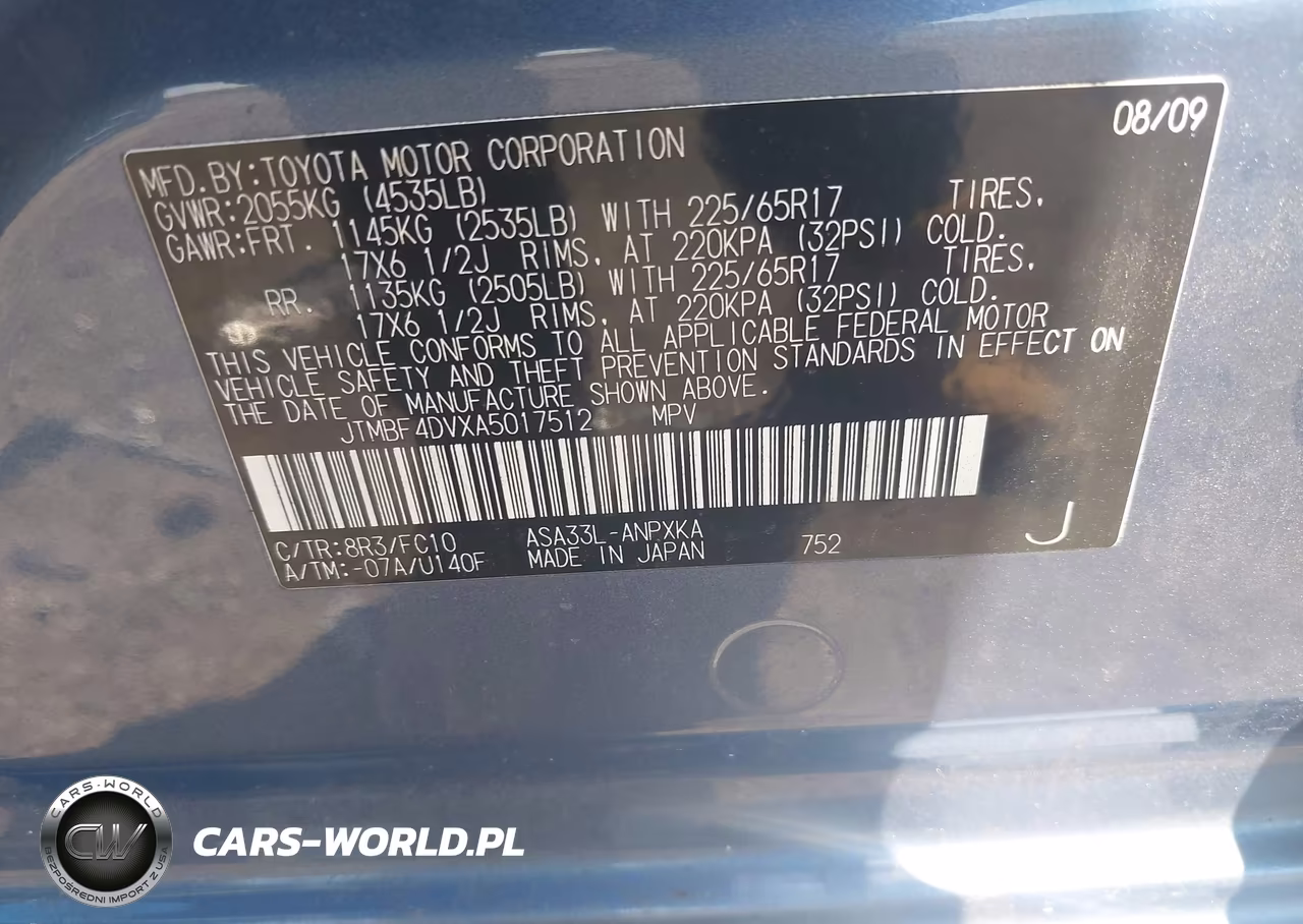 2010 Toyota Rav4 VIN:JTMBF4DVXA5017512 - 9