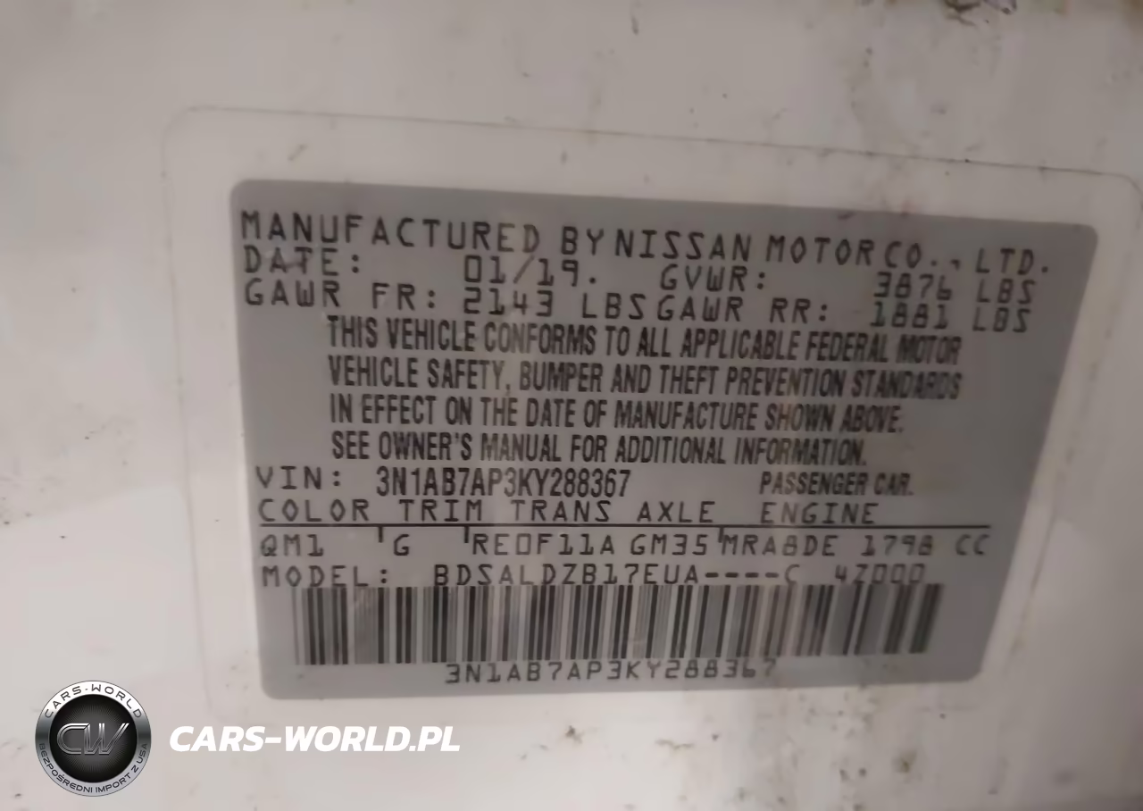 2019 Nissan Sentra Sv VIN:3N1AB7AP3KY288367 - 9
