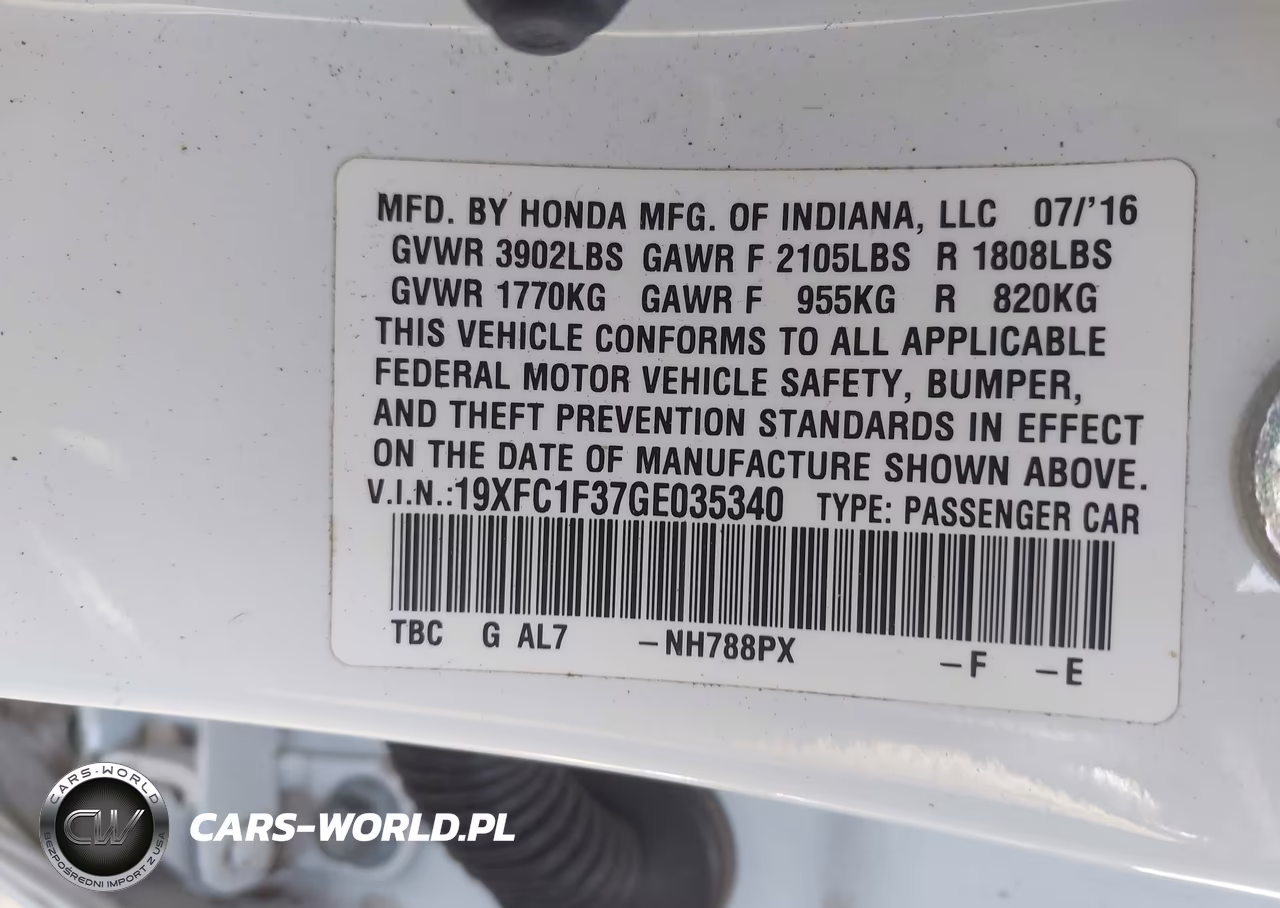 2016 Honda Civic Ex-T VIN:19XFC1F37GE035340 - 9