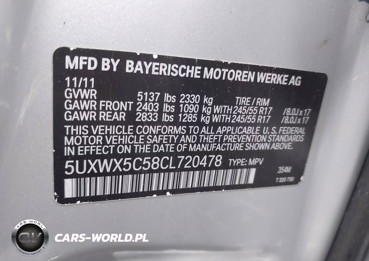 2012 BMW X3 xDrive28I VIN:5UXWX5C58CL720478 - 9