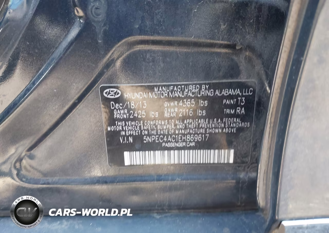 2014 Hyundai Sonata Limited VIN:5NPEC4AC1EH869617 - 9