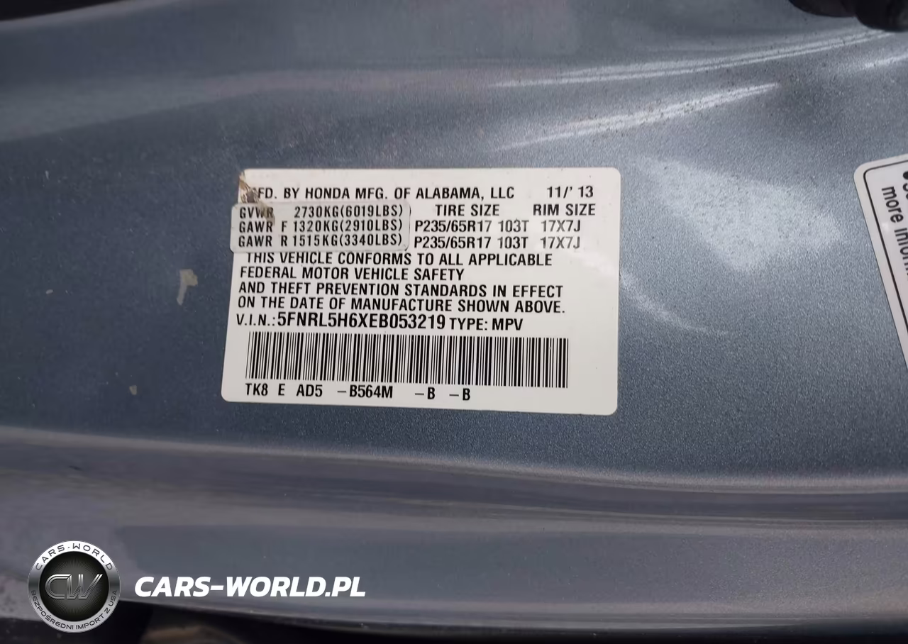 2014 Honda Odyssey Ex-L VIN:5FNRL5H6XEB053219 - 9