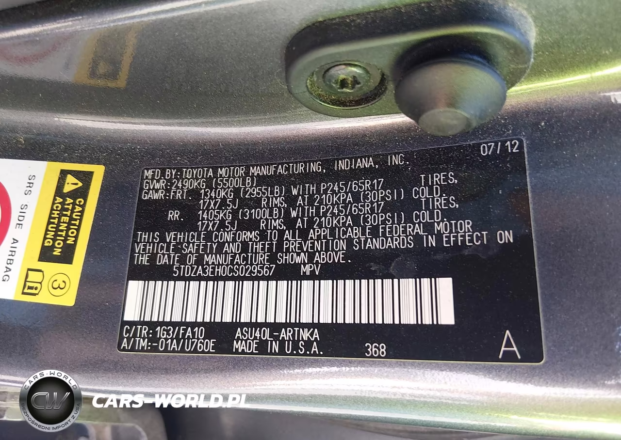 2012 Toyota Highlander VIN:5TDZA3EH0CS029567 - 9