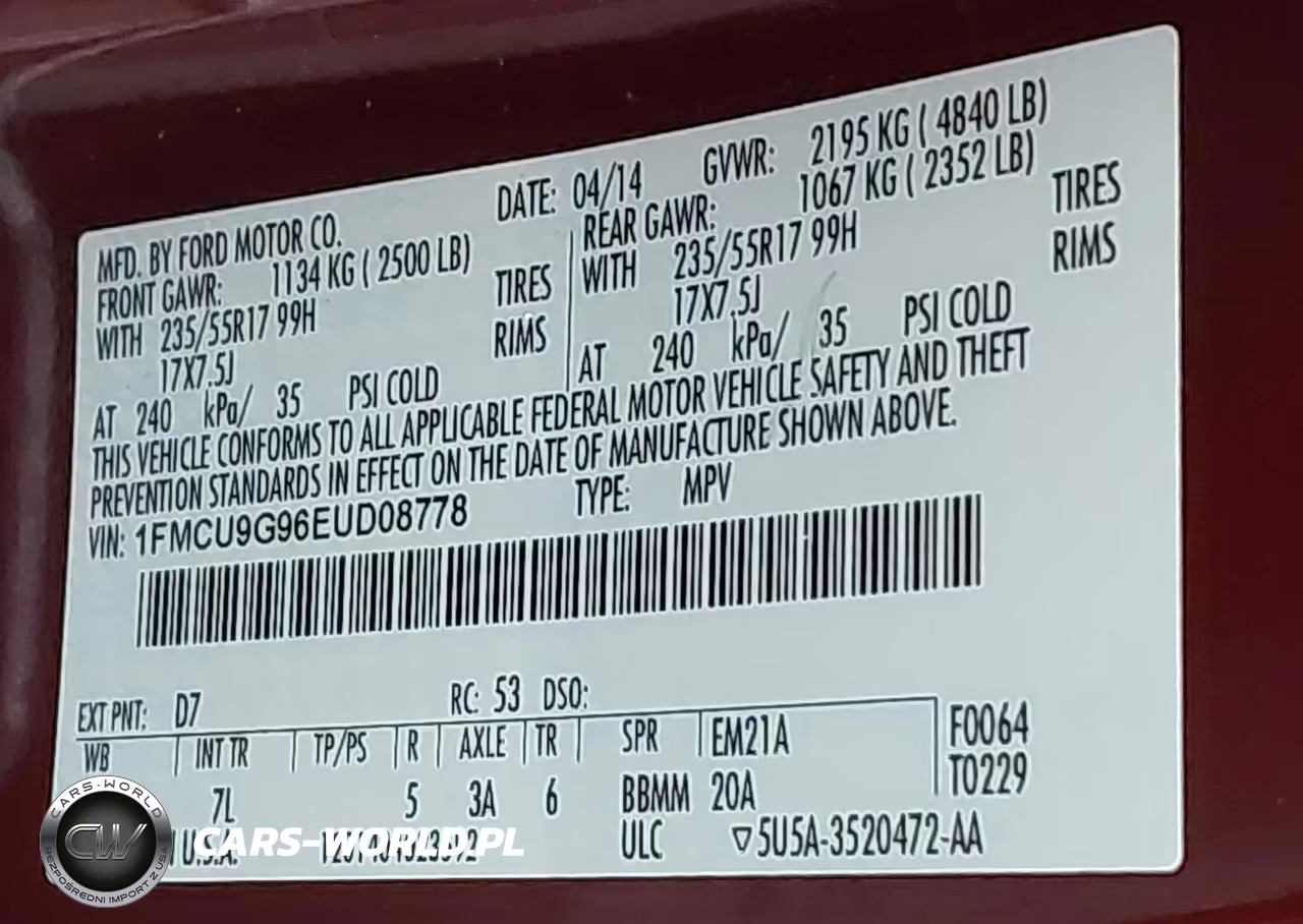 2014 Ford Escape Se VIN:1FMCU9G96EUD08778 - 9