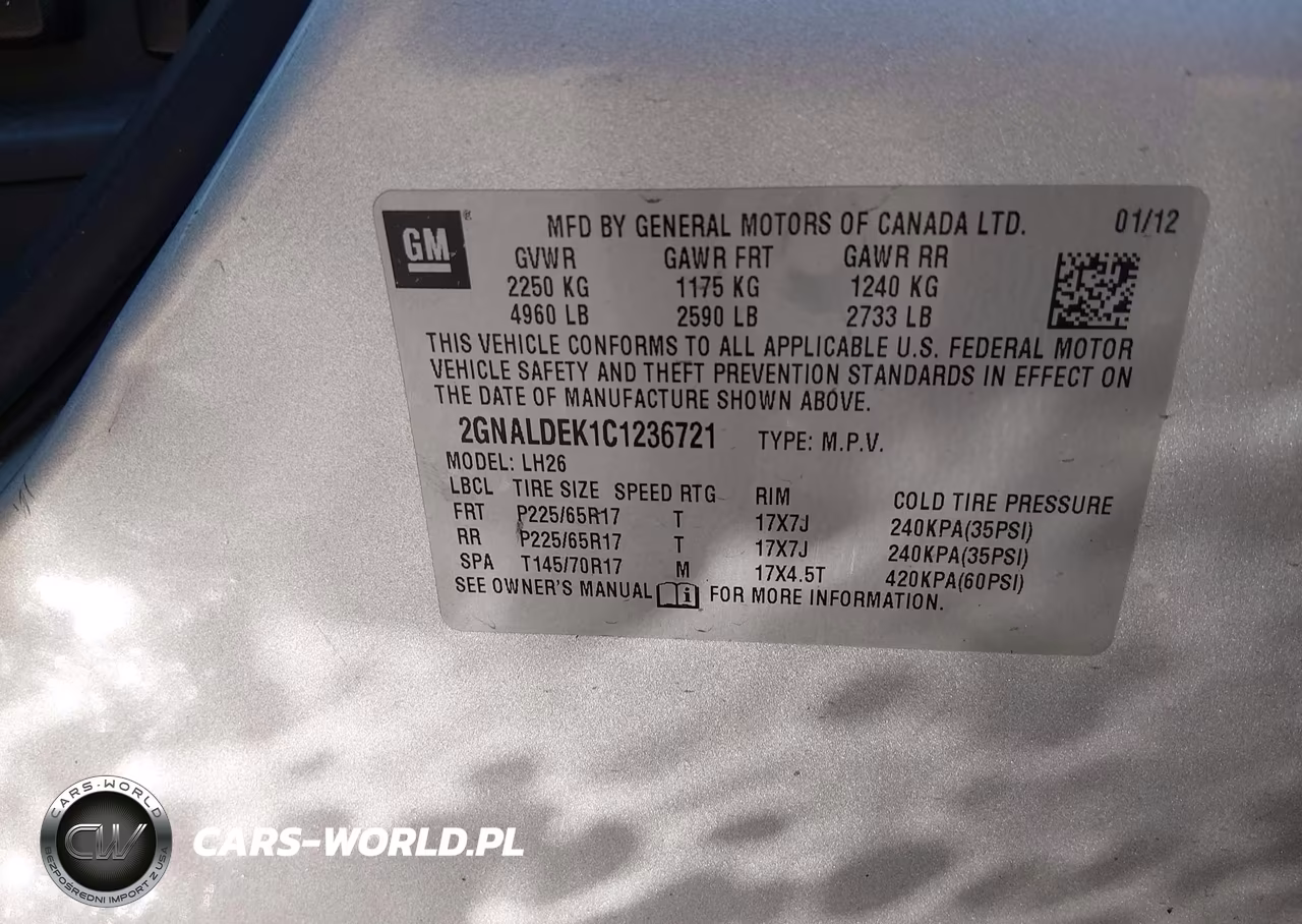 2012 Chevrolet Equinox 1Lt VIN:2GNALDEK1C1236721 - 9