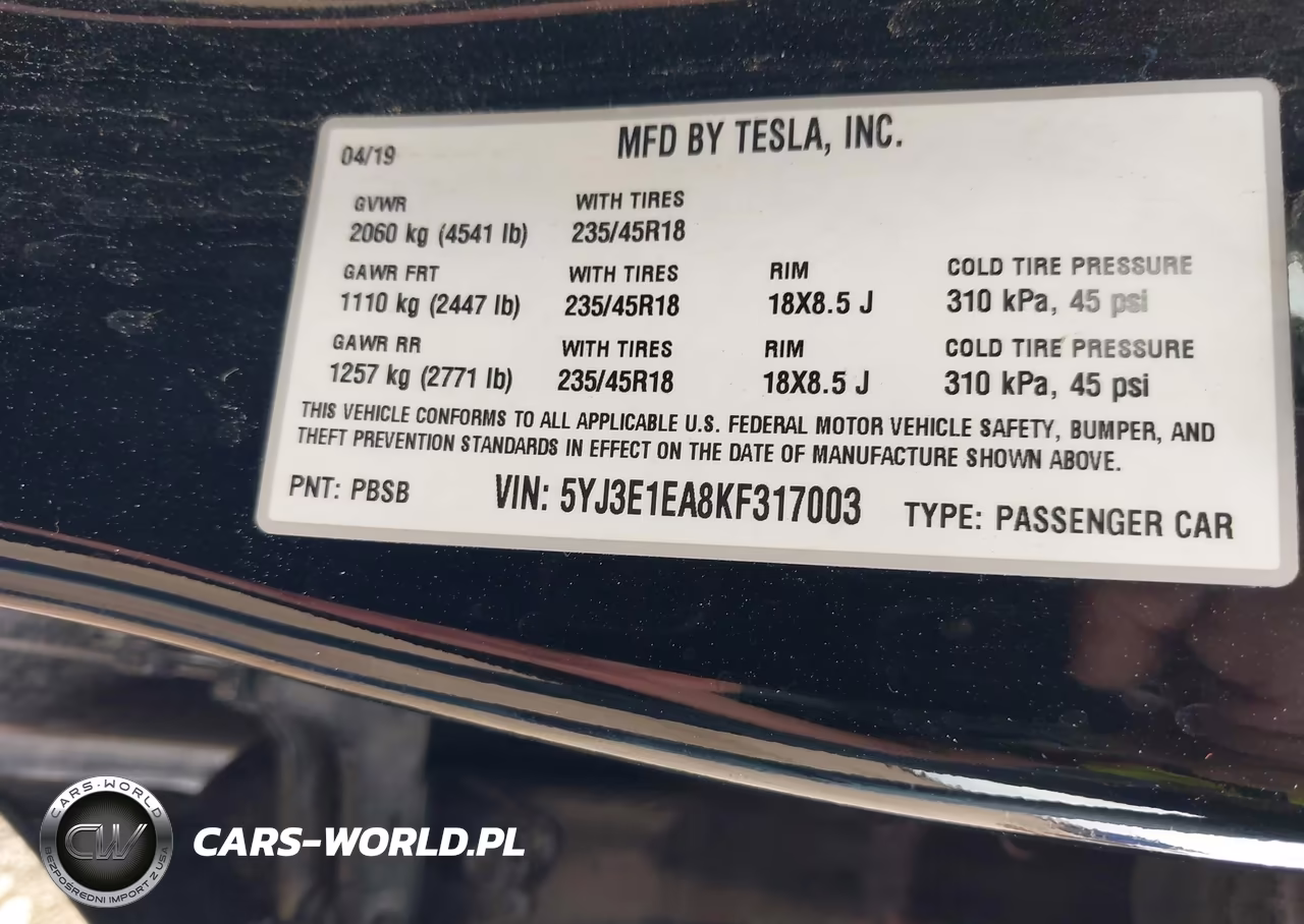 2019 Tesla Model 3 Long Range-Mid Range-Standard Range-Standard Range Plus VIN:5YJ3E1EA8KF317003 - 9