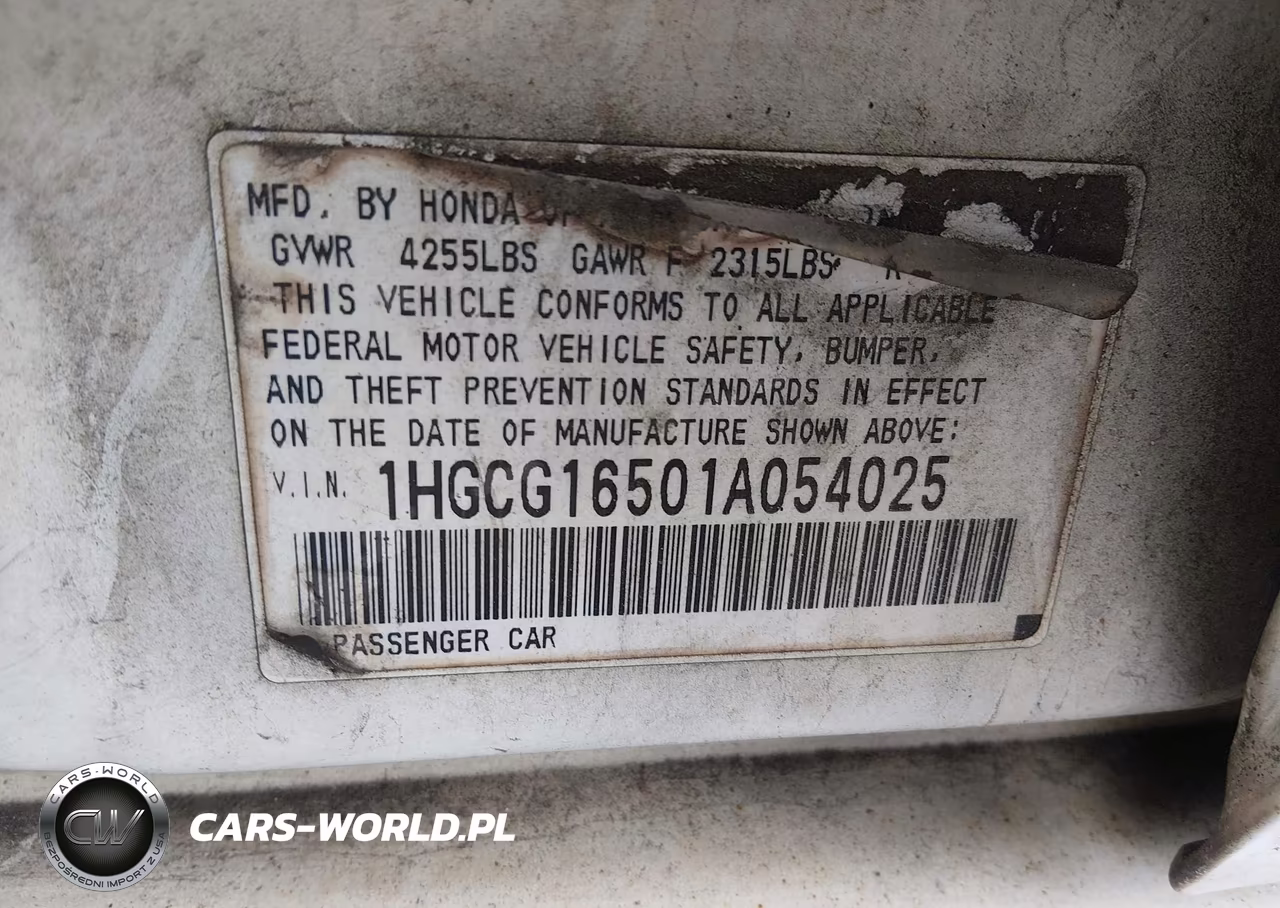 2001 Honda Accord 3.0 Ex VIN:1HGCG16501A054025 - 9