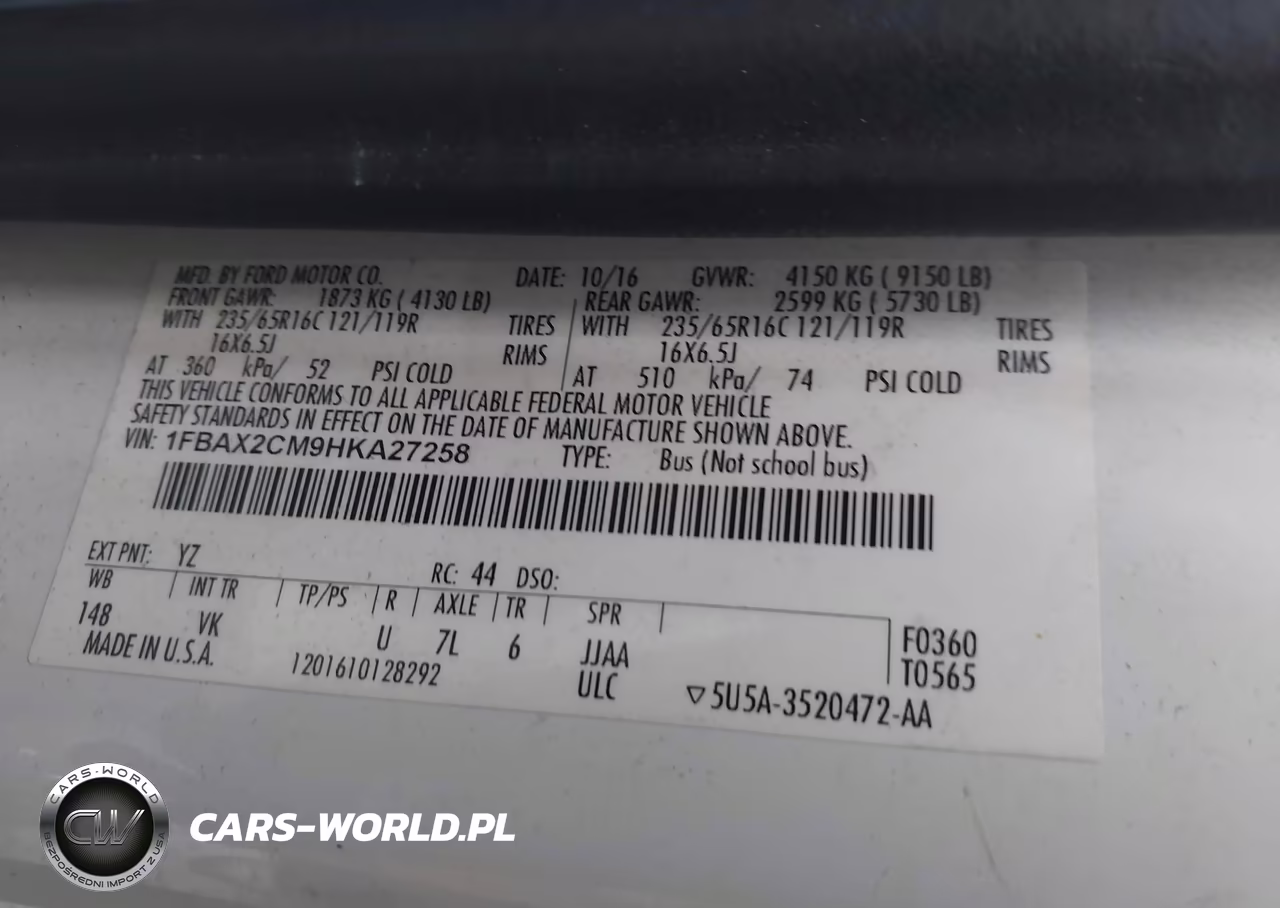 2017 Ford Transit-350 Xl VIN:1FBAX2CM9HKA27258 - 4