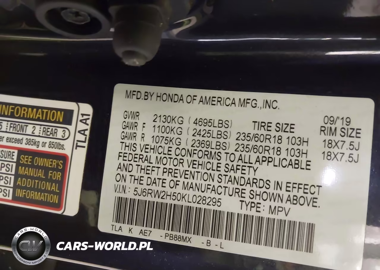 2019 Honda Cr-V Ex VIN:5J6RW2H50KL028295 - 9