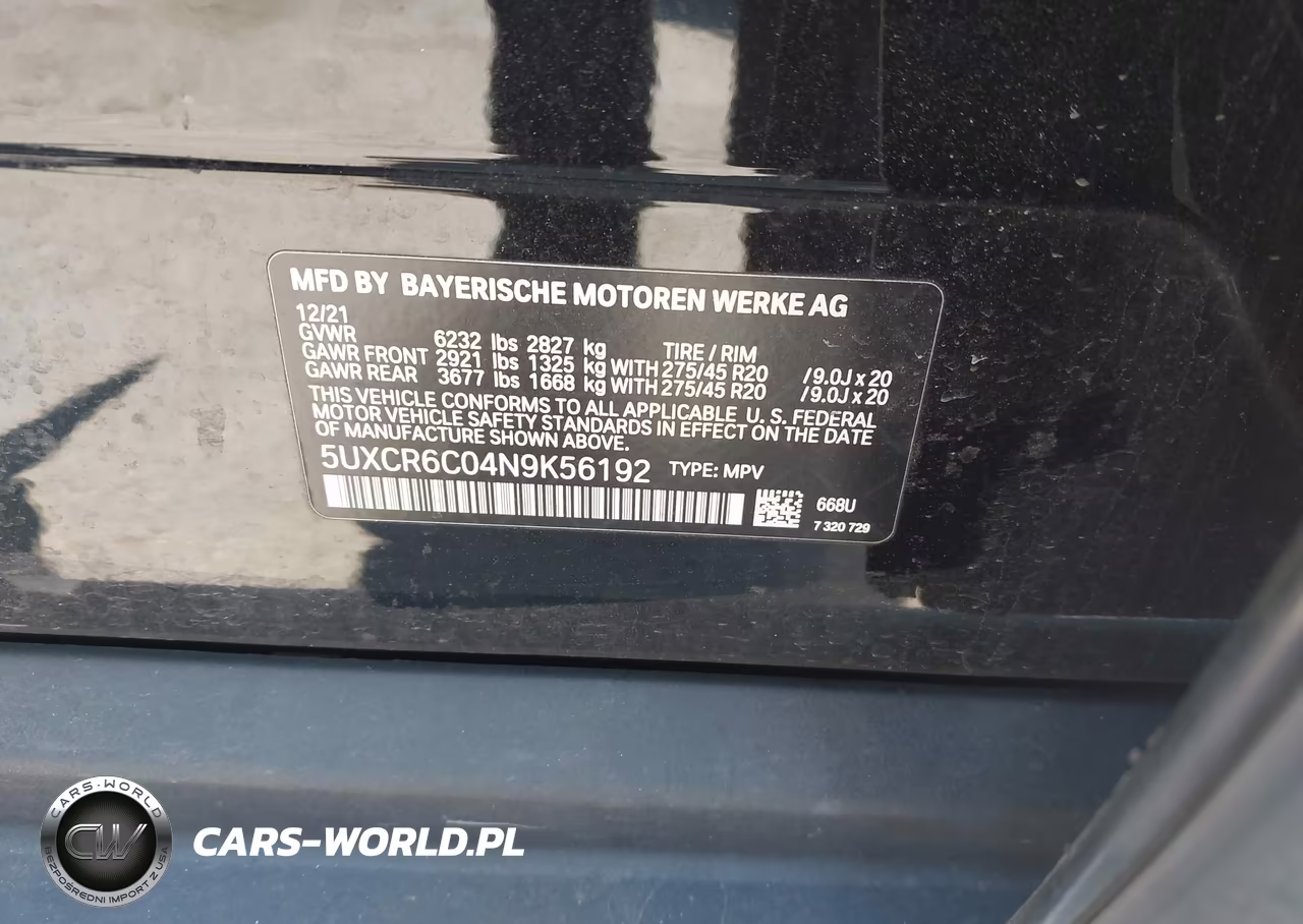 2022 BMW X5 xDrive40I VIN:5UXCR6C04N9K56192 - 9