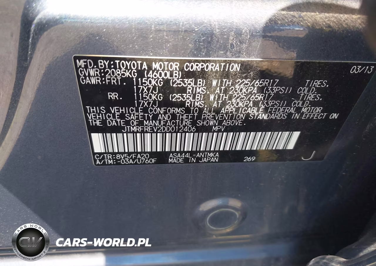 2013 Toyota Rav4 Xle VIN:JTMRFREV2DD012406 - 9