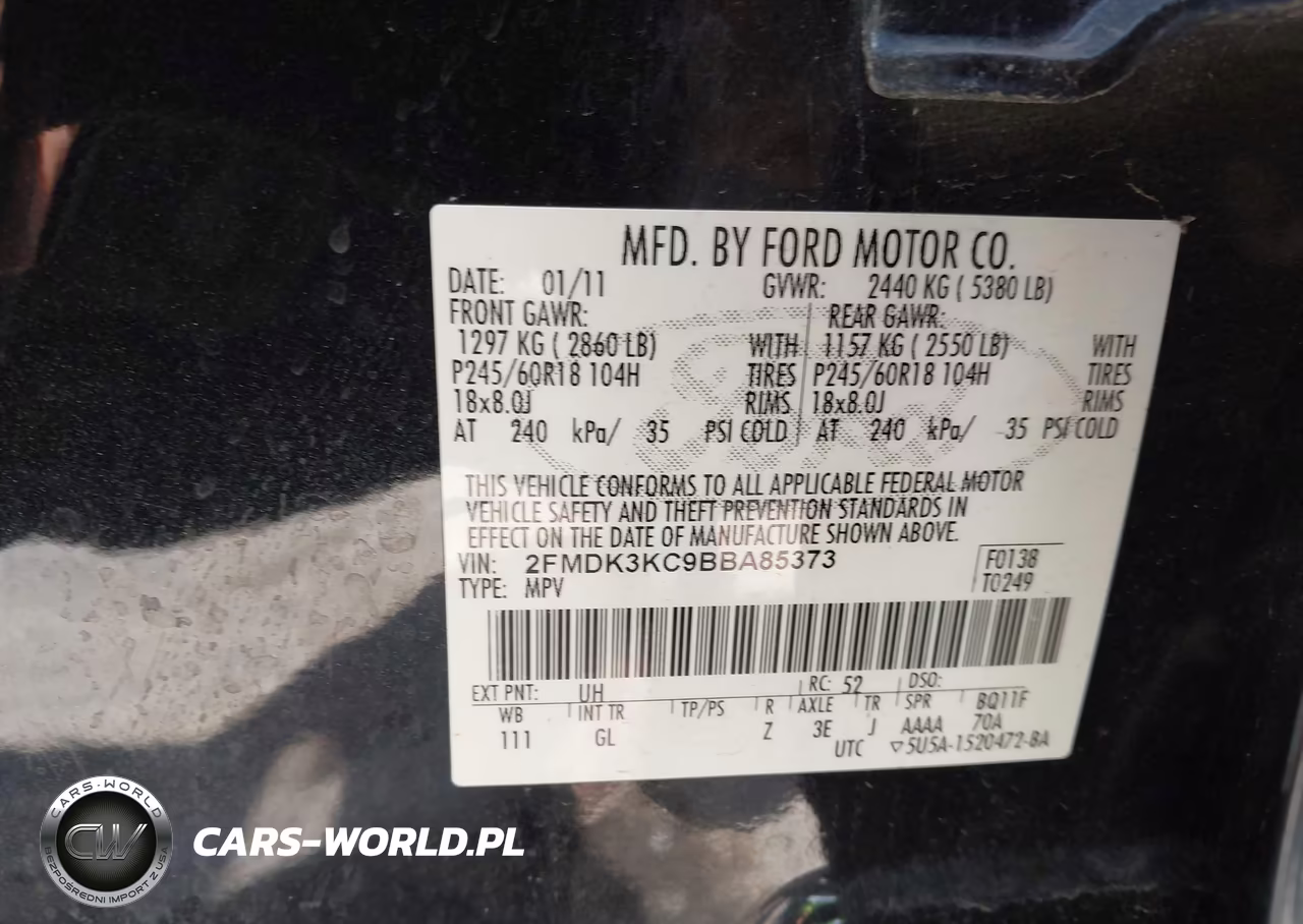 2011 Ford Edge Limited VIN:2FMDK3KC9BBA85373 - 9