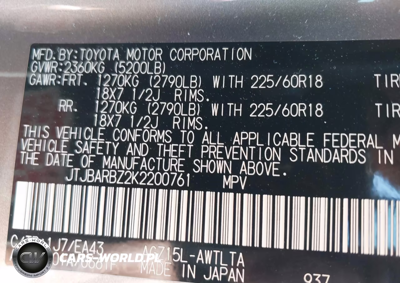 2019 Lexus Nx 300 VIN:JTJBARBZ2K2200761 - 9