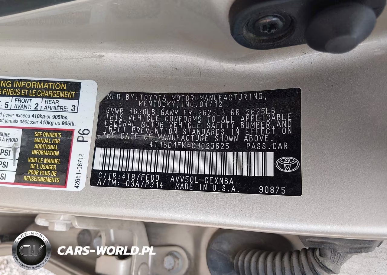 2012 Toyota Camry Hybrid Le VIN:4T1BD1FK4CU023625 - 9