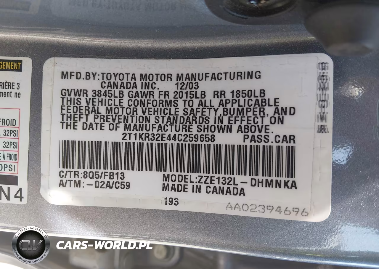 2004 Toyota Matrix Xr VIN:2T1KR32E44C259658 - 9