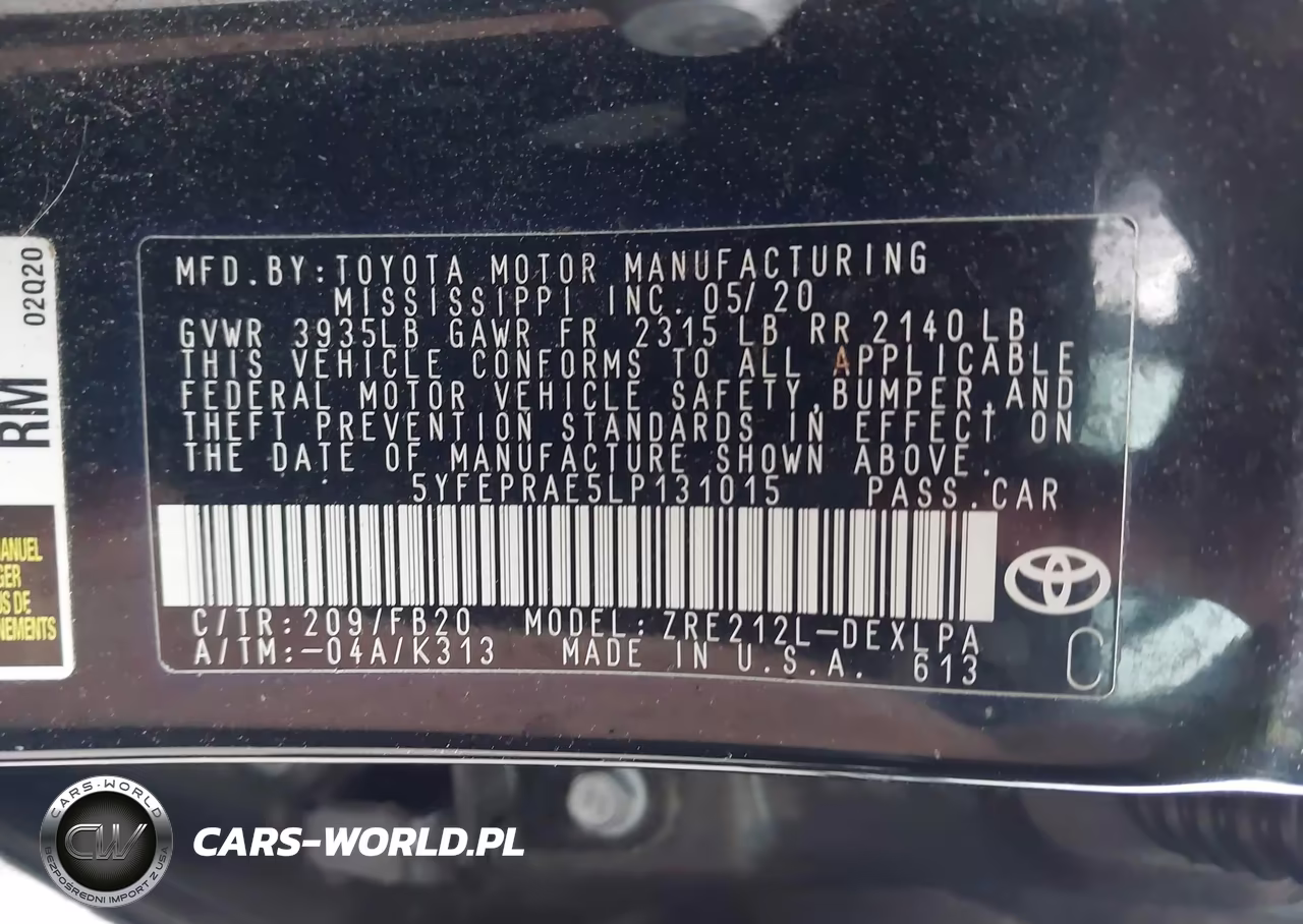 2020 Toyota Corolla Le VIN:5YFEPRAE5LP131015 - 9