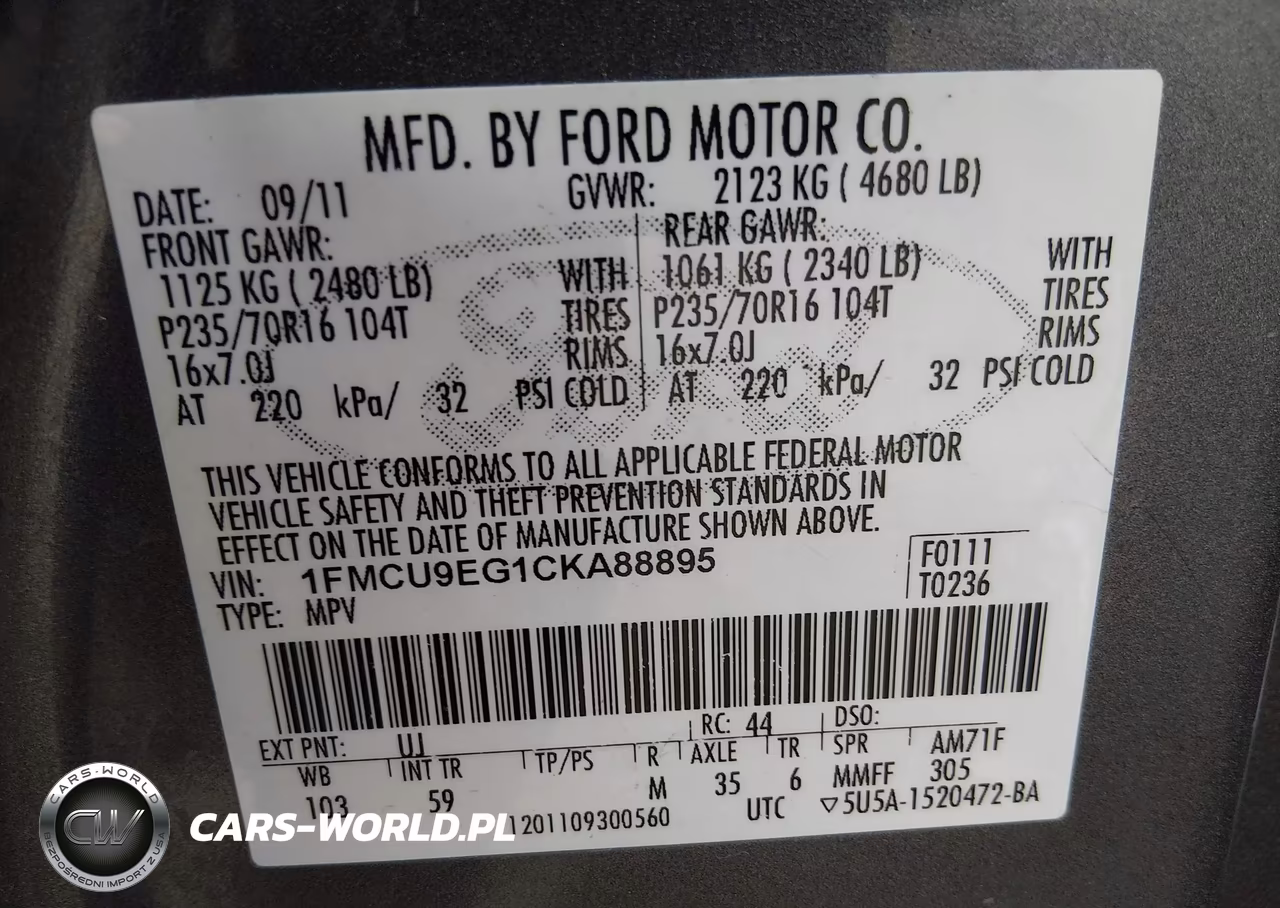 2012 Ford Escape Limited VIN:1FMCU9EG1CKA88895 - 9
