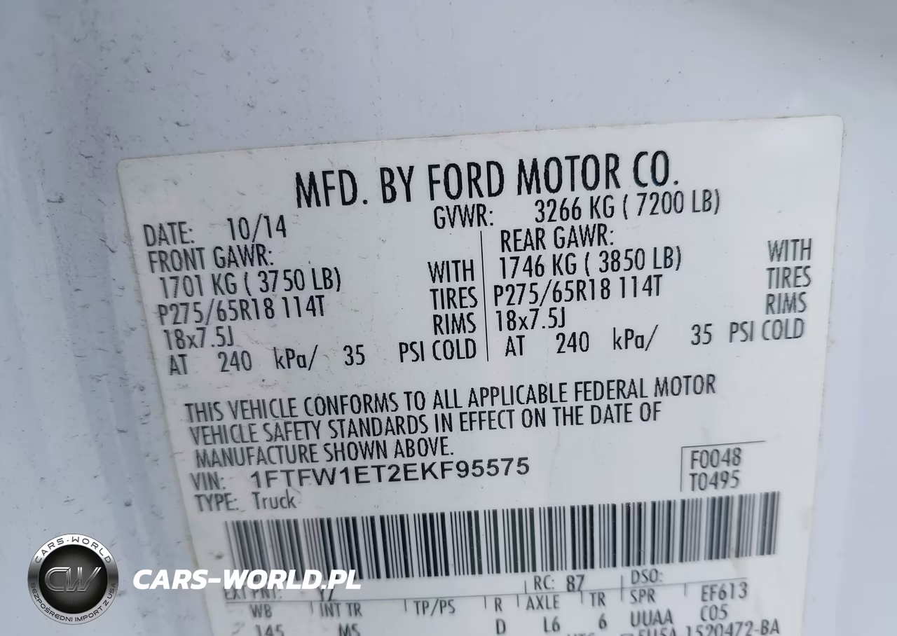 2014 Ford F-150 Xlt VIN:1FTFW1ET2EKF95575 - 9