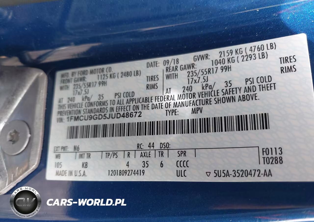 2018 Ford Escape Se VIN:1FMCU9GD5JUD48672 - 9