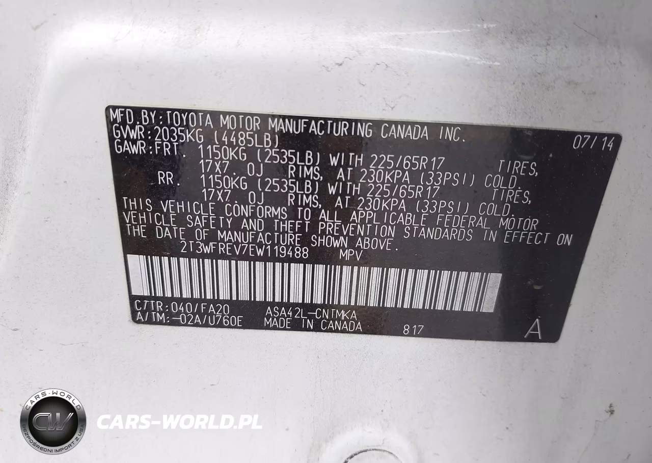 2014 Toyota Rav4 Xle VIN:2T3WFREV7EW119488 - 9