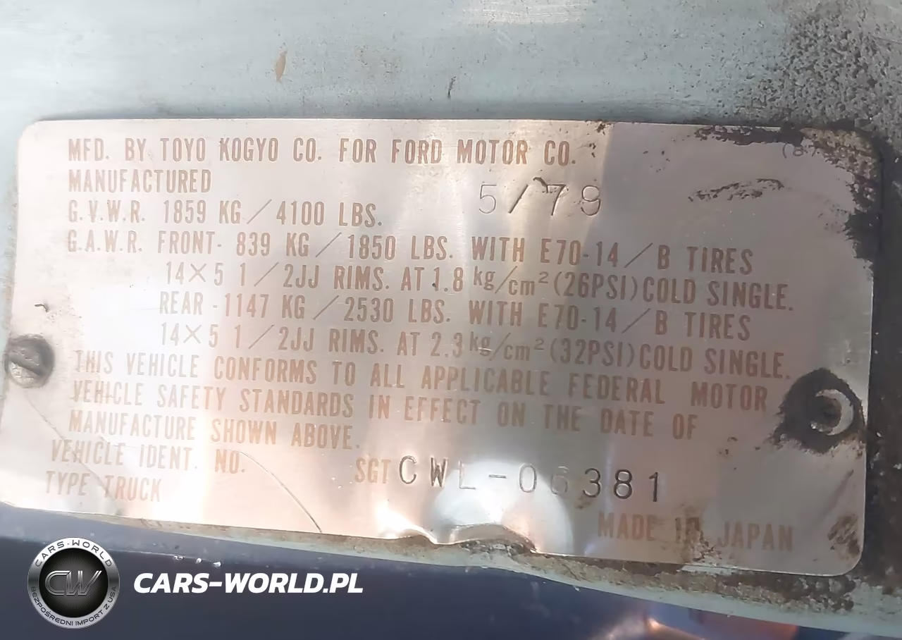 1979 Ford Truck VIN:SGTCWL06381 - 9