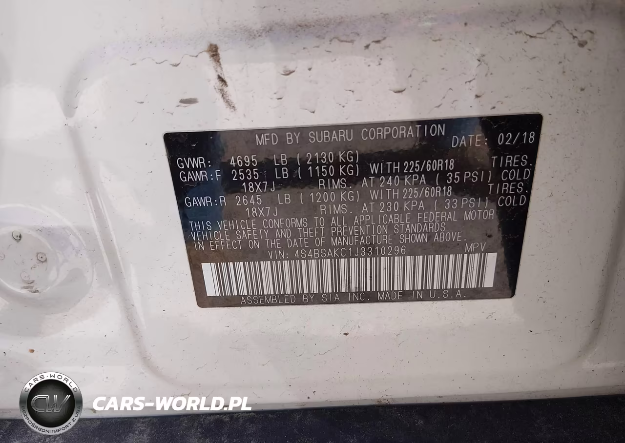2018 Subaru Outback 2.5I Limited VIN:4S4BSAKC1J3310296 - 9