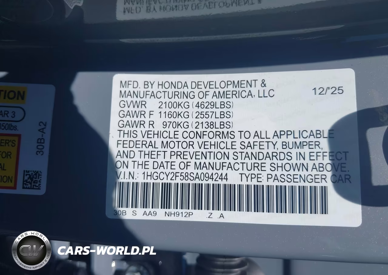 2025 Honda Accord Hybrid Sport VIN:1HGCY2F58SA094244 - 9