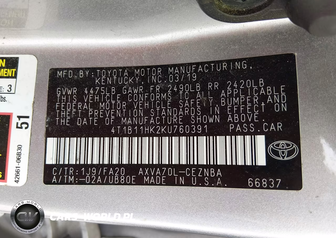 2019 Toyota Camry Le VIN:4T1B11HK2KU760391 - 9
