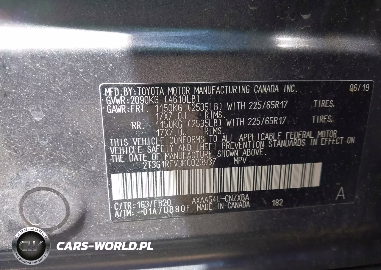 2019 Toyota Rav4 Le VIN:2T3G1RFV3KC023937 - 9