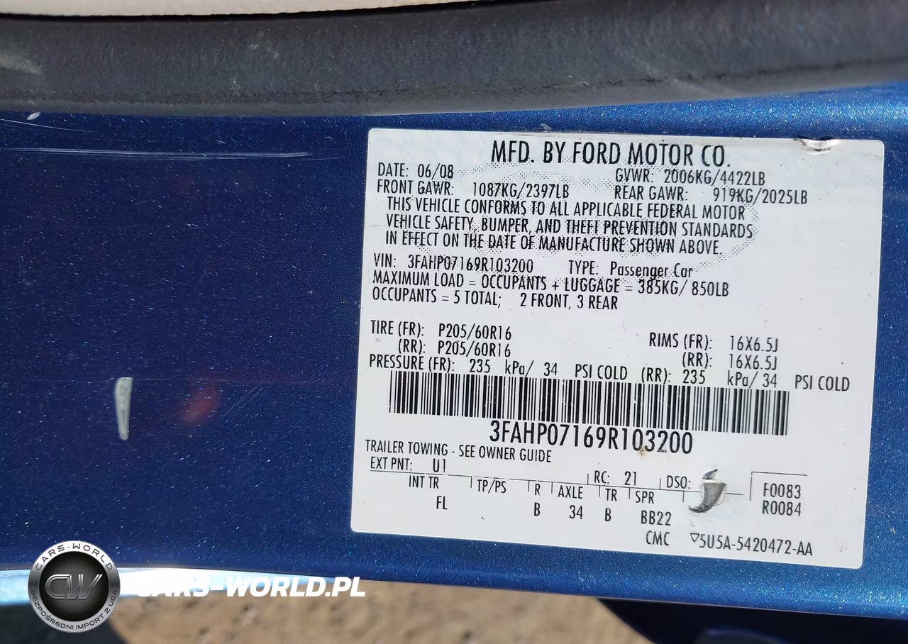 2009 Ford Fusion Se VIN:3FAHP07169R103200 - 9