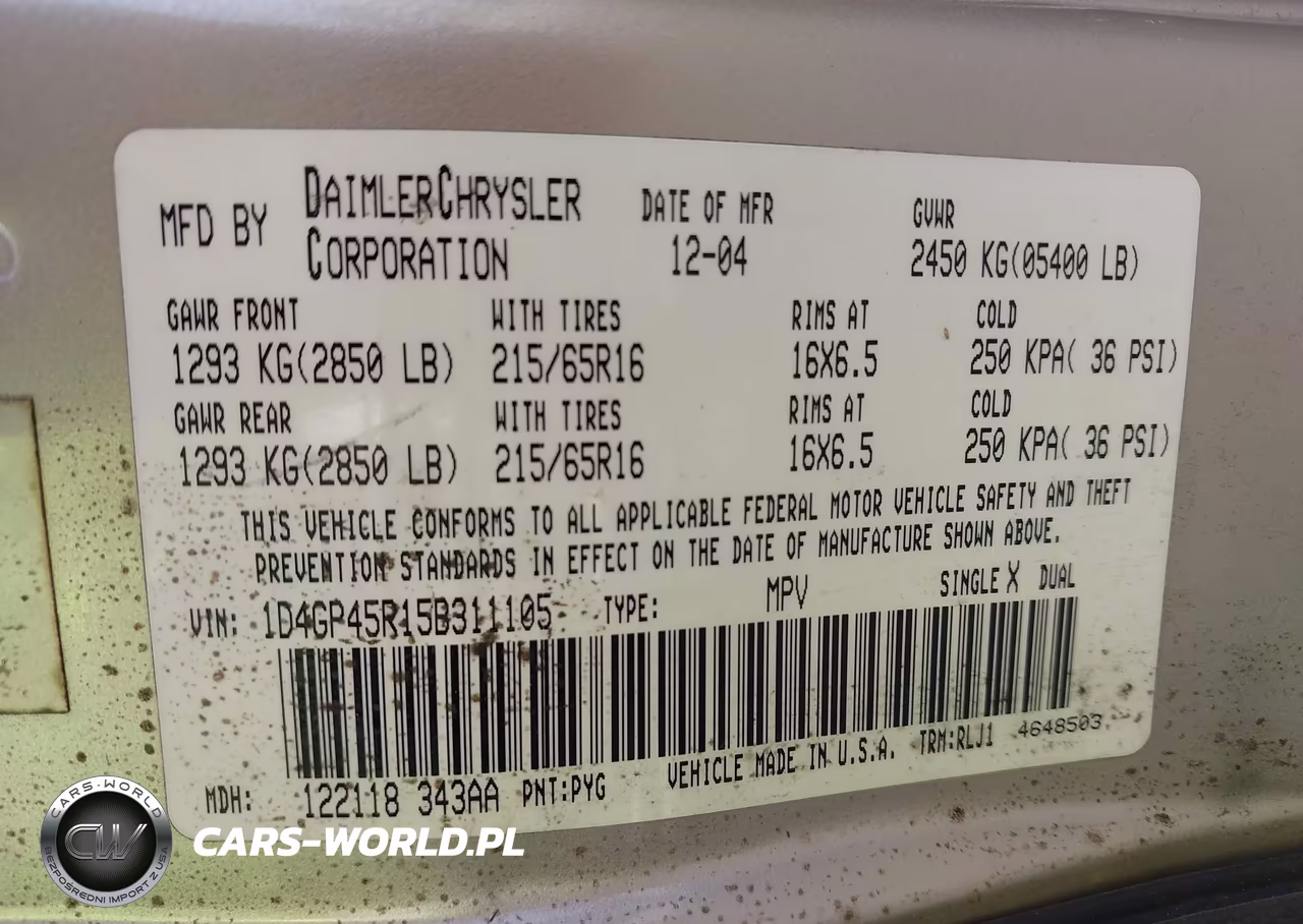 2005 Dodge Caravan Sxt VIN:1D4GP45R15B311105 - 9