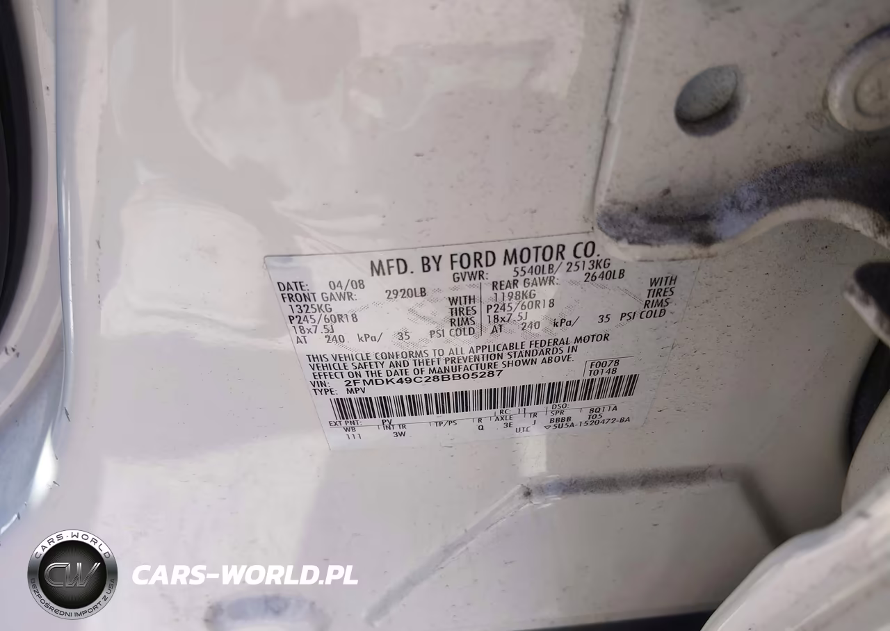 2008 Ford Edge Limited VIN:2FMDK49C28BB05287 - 9