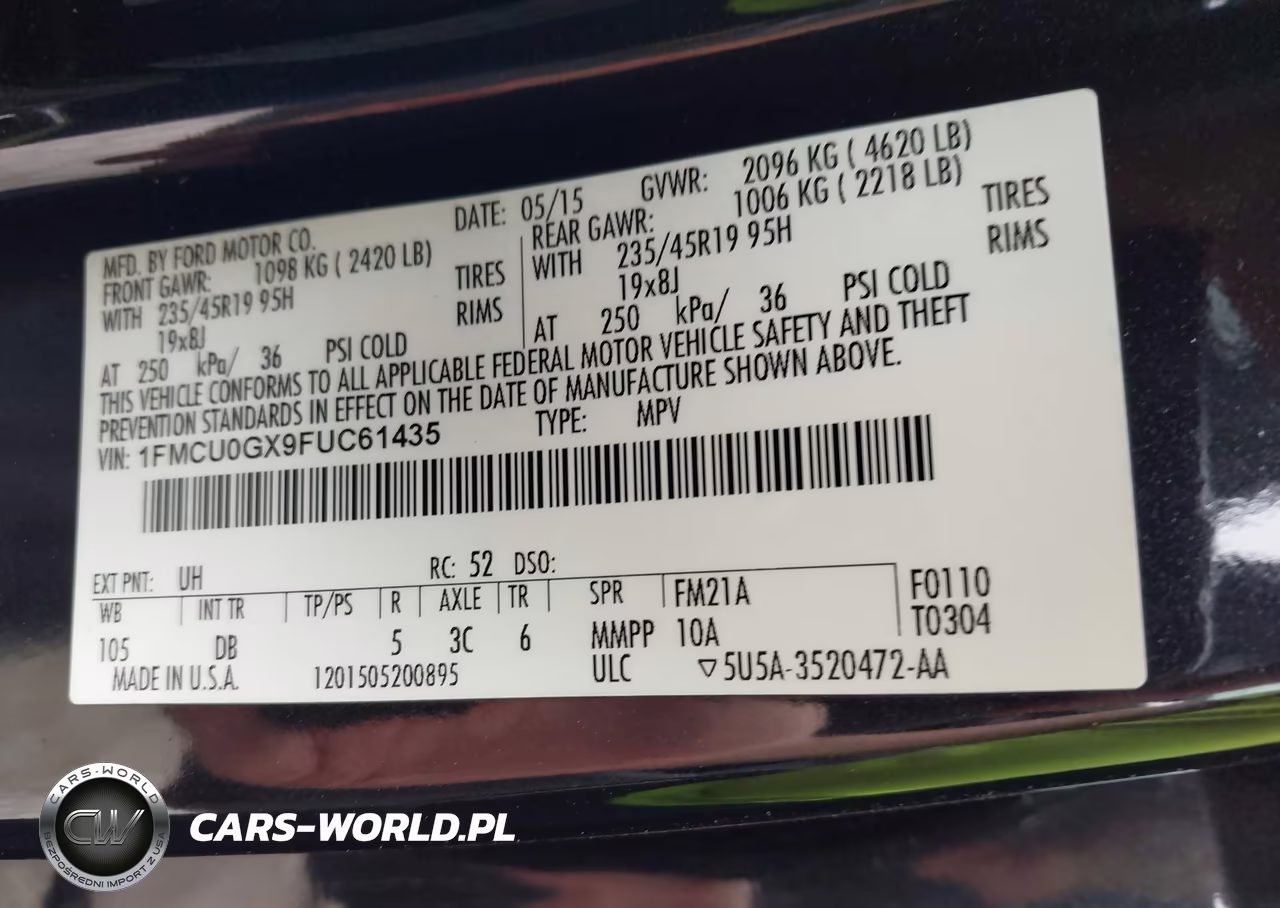 2015 Ford Escape Se VIN:1FMCU0GX9FUC61435 - 9