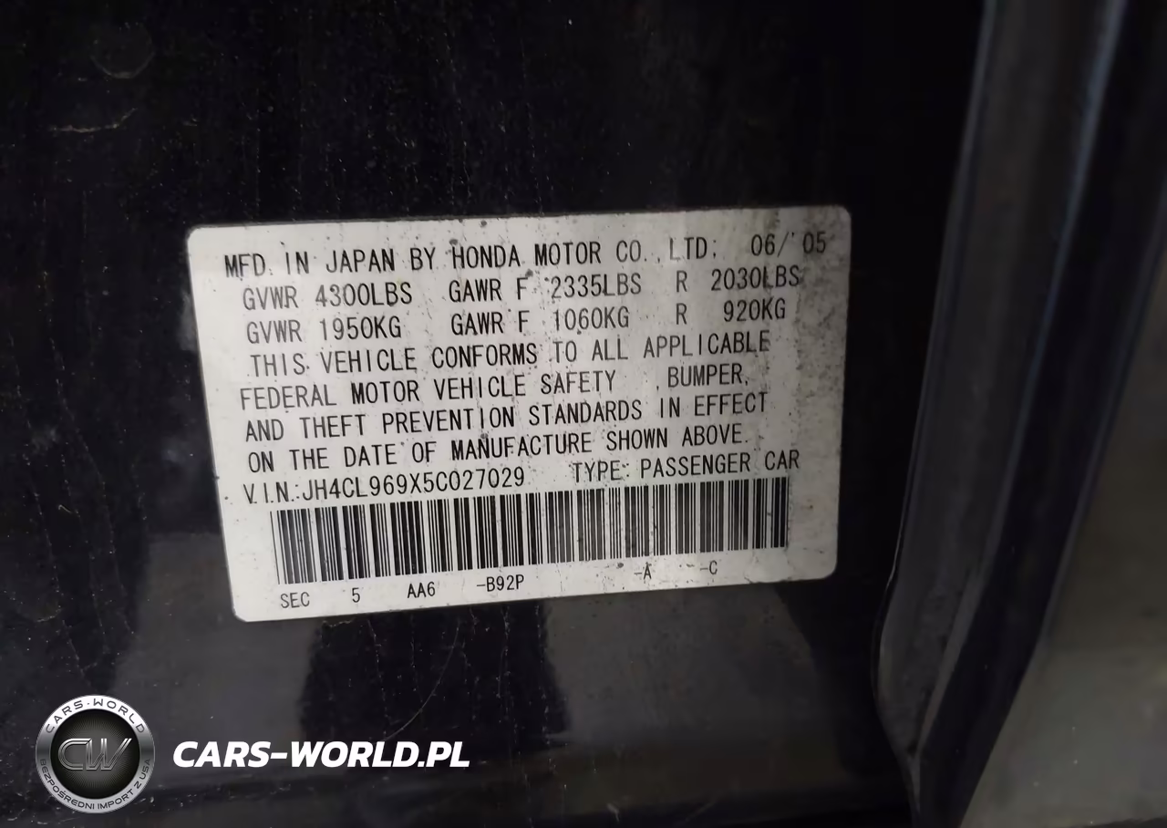 2005 Acura Tsx Base W-Navigation (A5) VIN:JH4CL969X5C027029 - 9