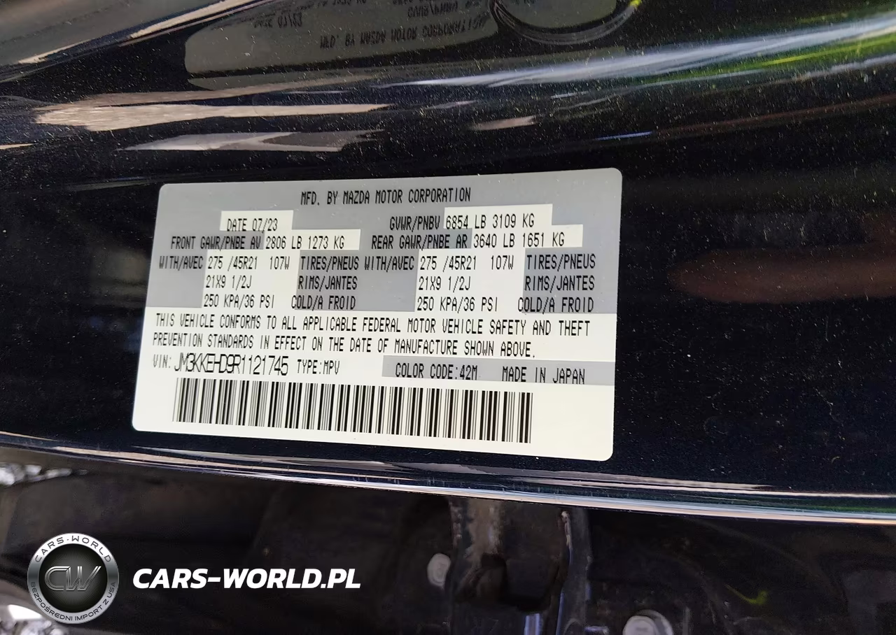 2024 Mazda Cx-90 3.3 Turbo Premium Plus VIN:JM3KKEHD9R1121745 - 9