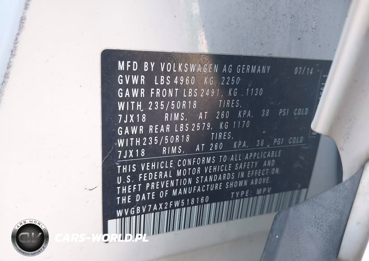 2015 Volkswagen Tiguan Sel VIN:WVGBV7AX2FW518160 - 9
