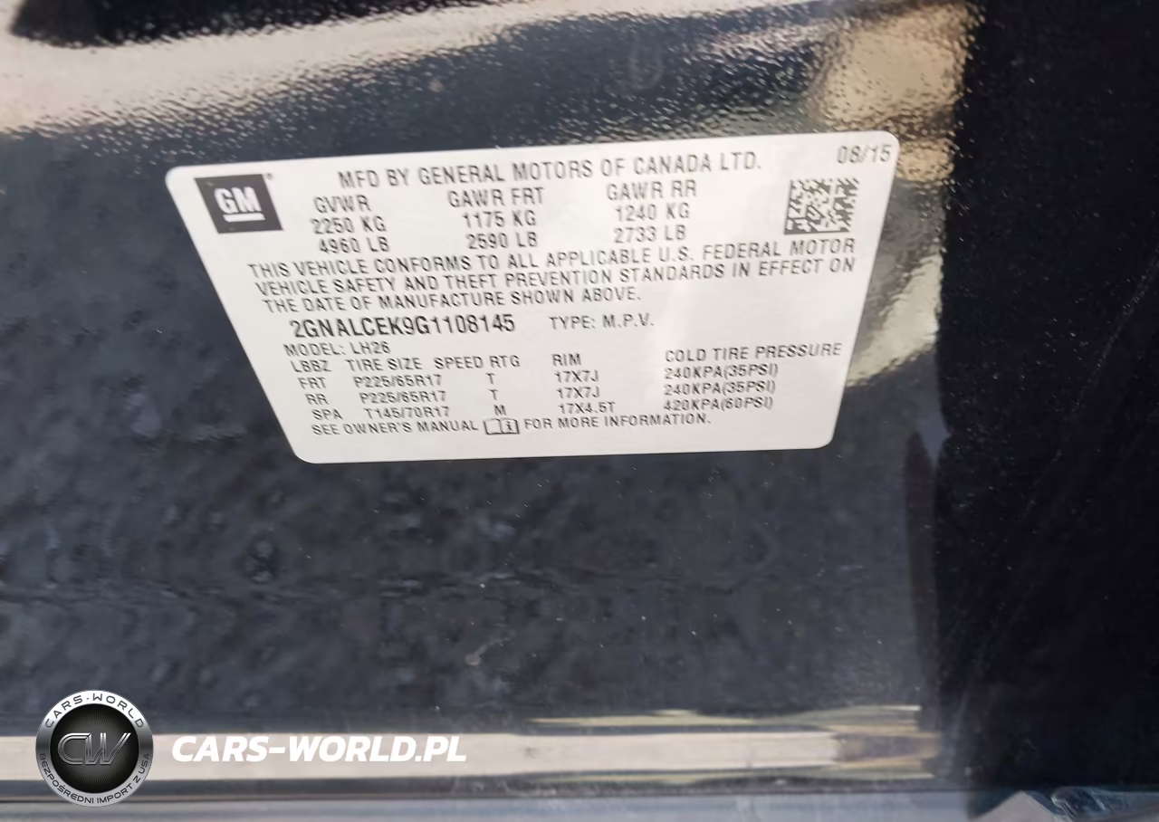 2016 Chevrolet Equinox Lt VIN:2GNALCEK9G1108145 - 9