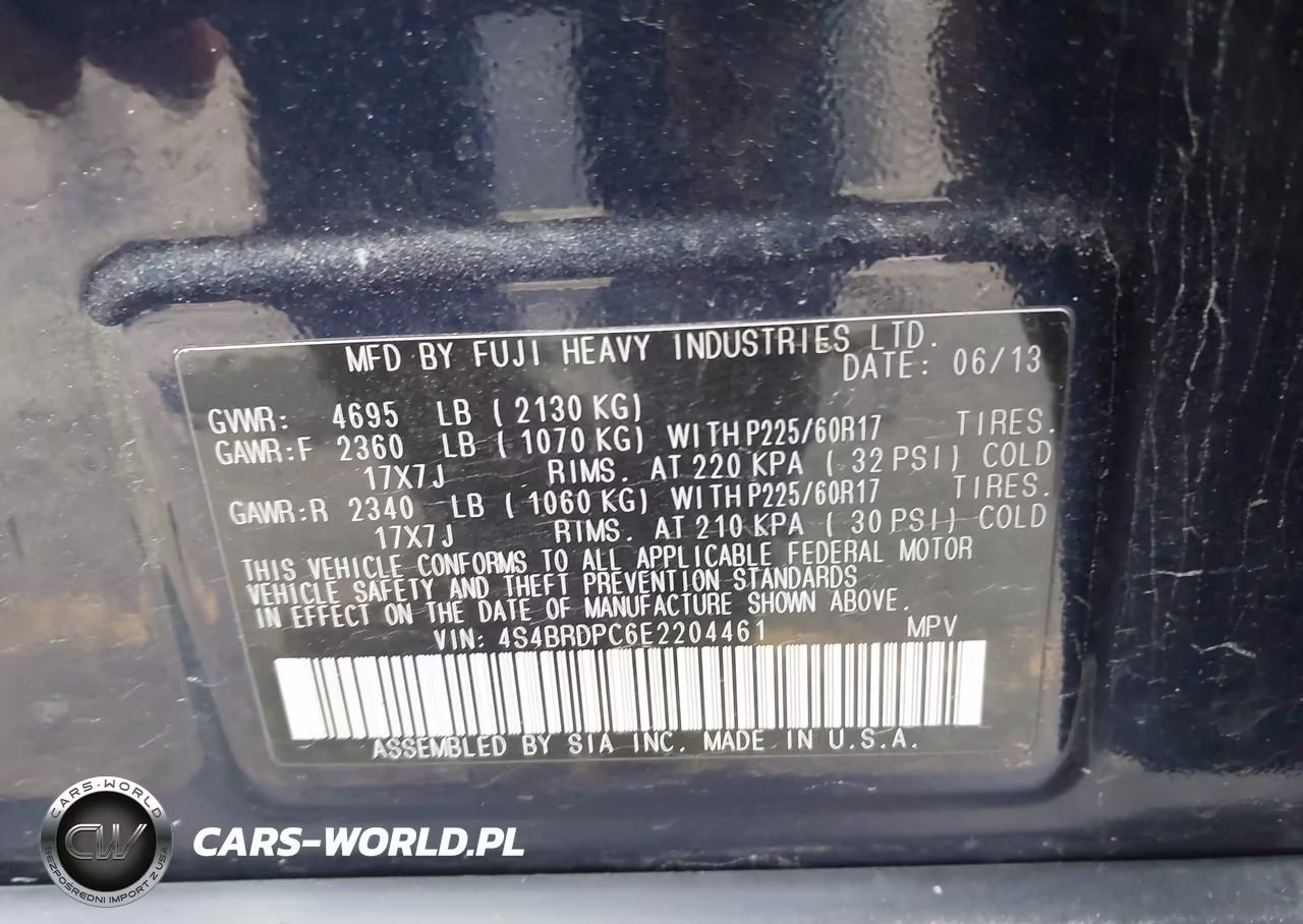 2014 Subaru Outback 3.6R Limited VIN:4S4BRDPC6E2204461 - 9