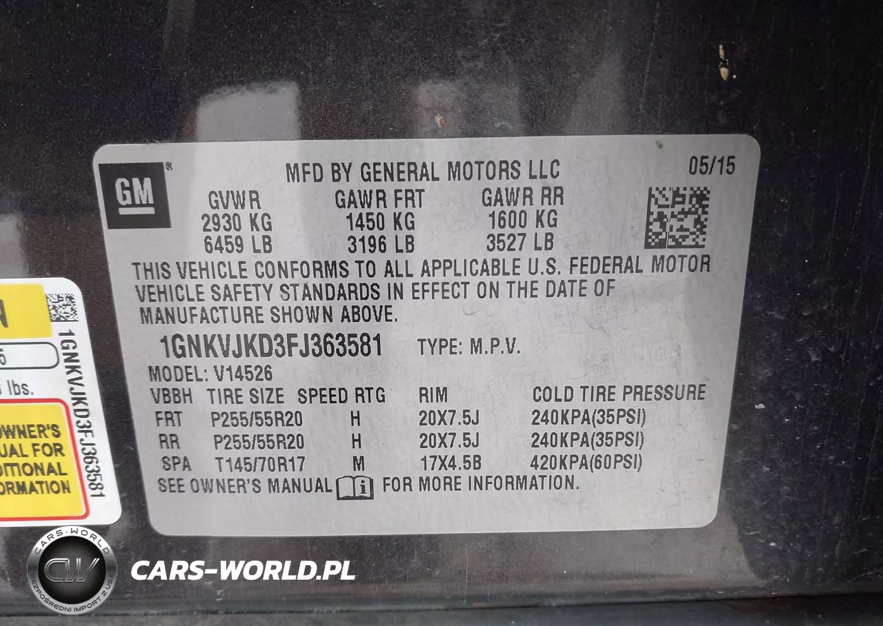 2015 Chevrolet Traverse Ltz VIN:1GNKVJKD3FJ363581 - 9