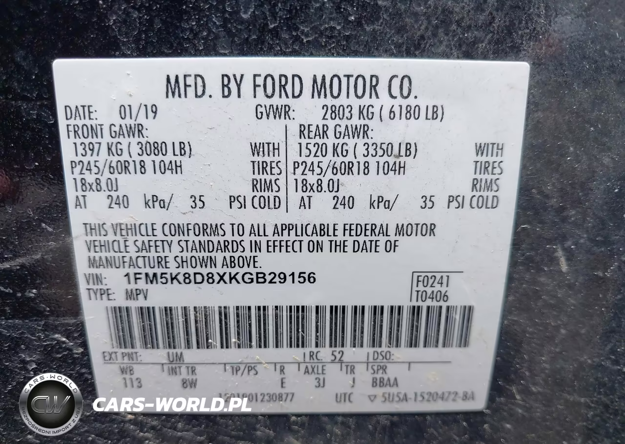 2019 Ford Explorer Xlt VIN:1FM5K8D8XKGB29156 - 9