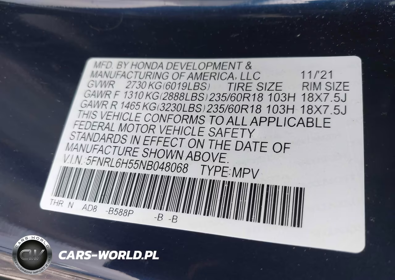 2022 Honda Odyssey Ex VIN:5FNRL6H55NB048068 - 9