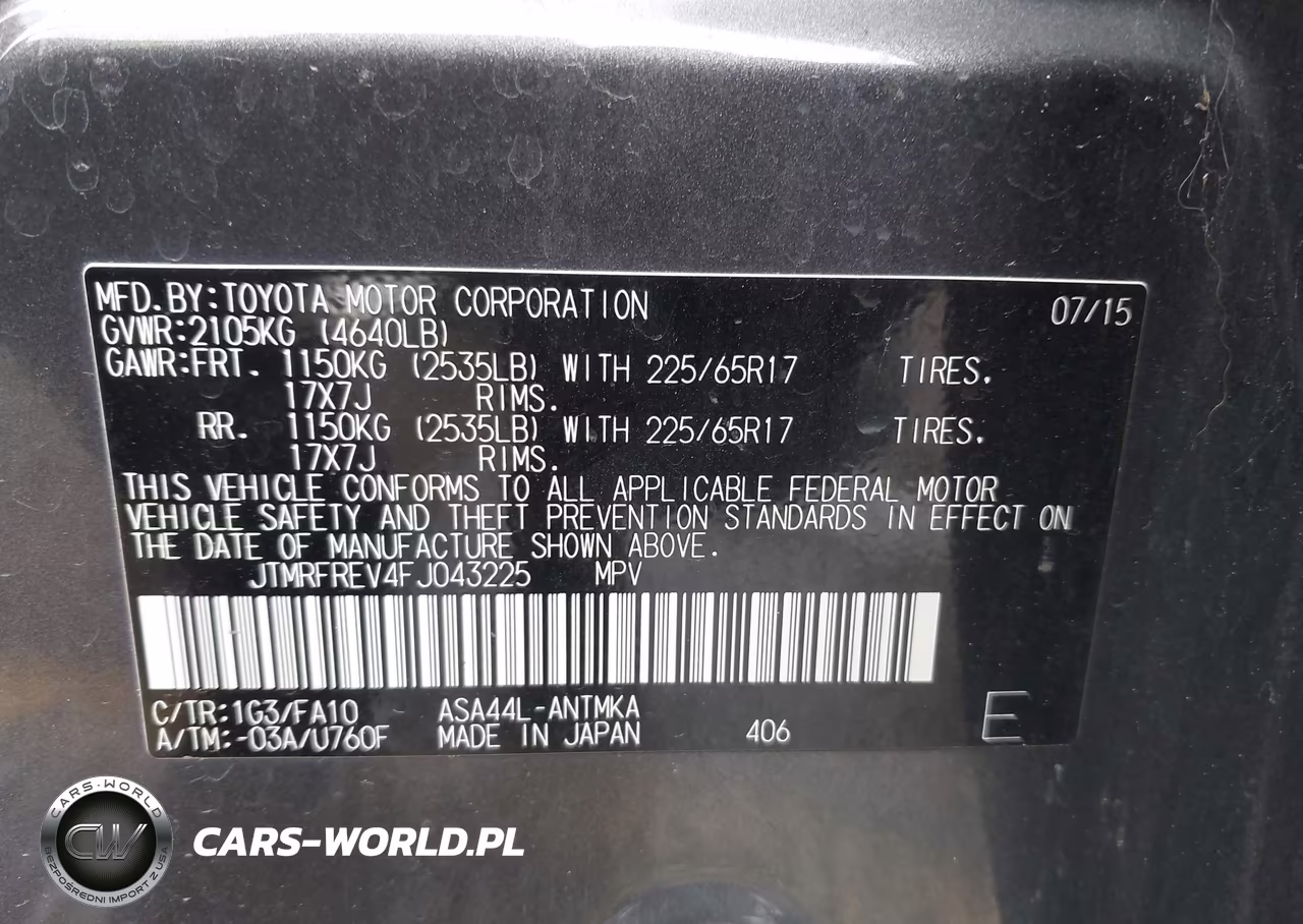 2015 Toyota Rav4 Xle VIN:JTMRFREV4FJ043225 - 9