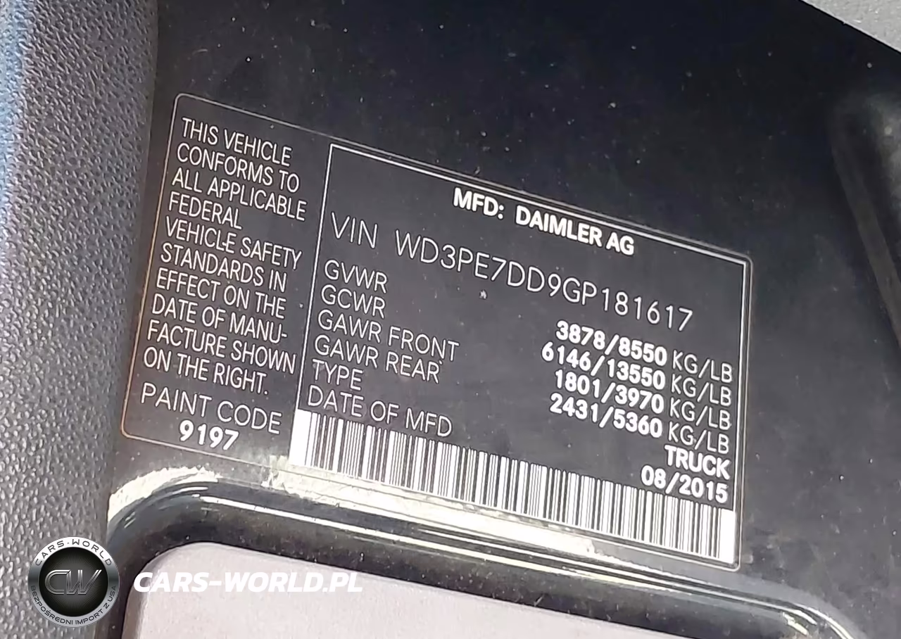 2016 Mercedes-Benz Sprinter 2500 Normal Roof VIN:WD3PE7DD9GP181617 - 9