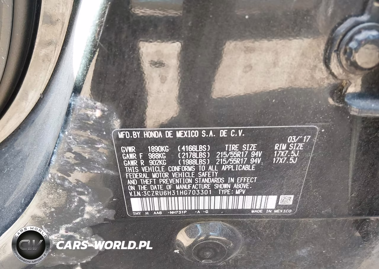 2017 Honda Hr-V Lx VIN:3CZRU6H31HG703301 - 9