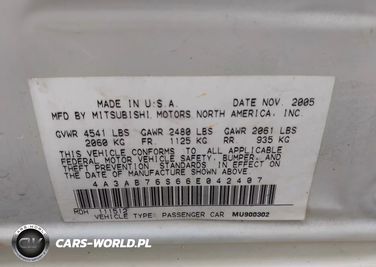 2006 Mitsubishi Galant Gts VIN:4A3AB76S66E042407 - 9