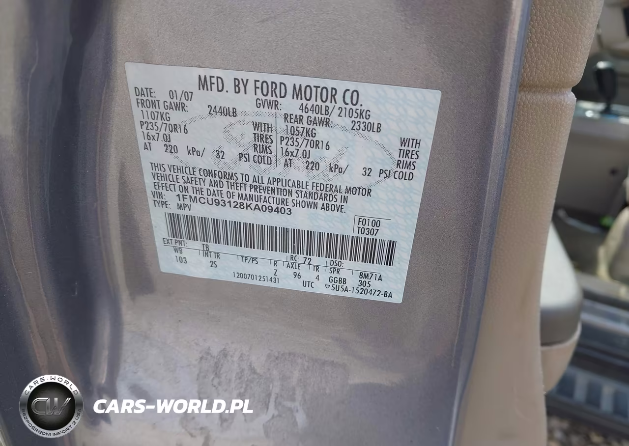 2008 Ford Escape Xlt VIN:1FMCU93128KA09403 - 9