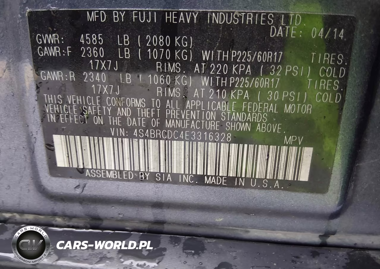 2014 Subaru Outback 2.5I Premium VIN:4S4BRCDC4E3316328 - 9